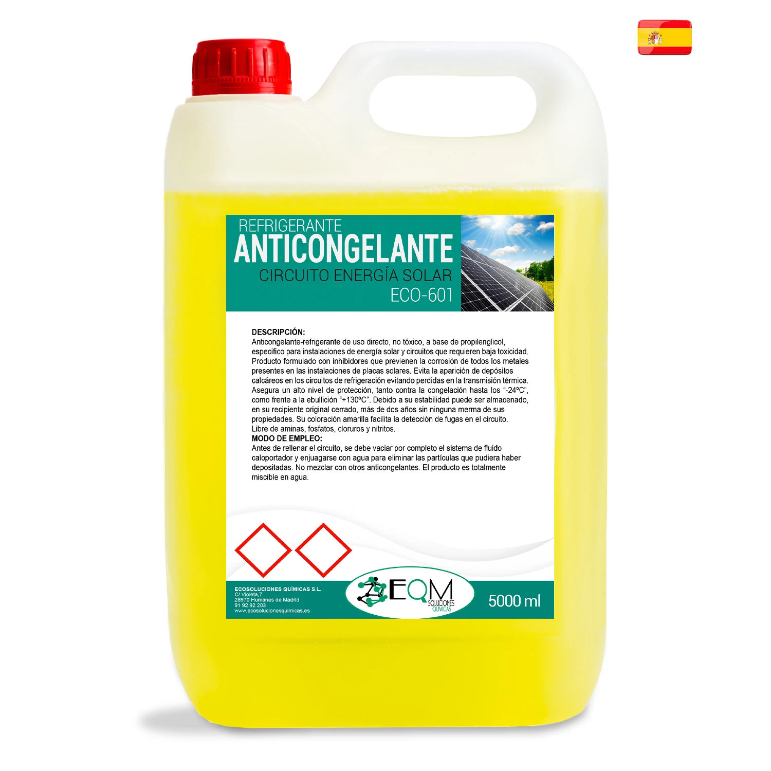 Refrigerant-antifreeze Solar plate 5 L | Heat transfer liquid with propylene glycol base I ECO-601 I EQM chemical solutions