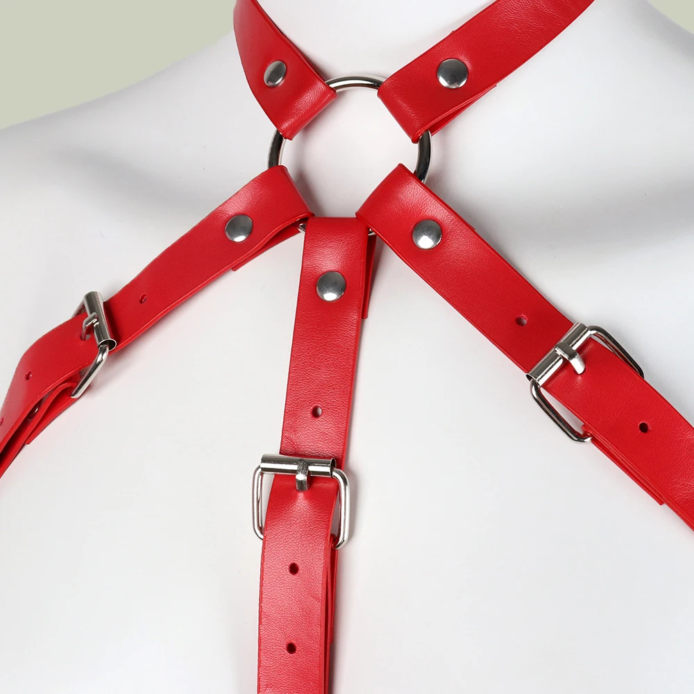 B.CYQZ Body Harness Woman Red Leather Chest Bra Cage Punk Suspenders HAR Goth Garter Belt Sexy Bondage Lingerie Rave Outfit 2021