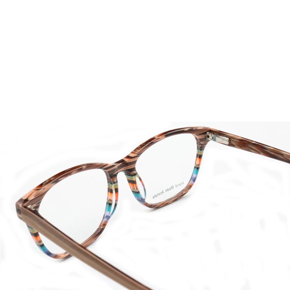 Vintage Women Fashion Eyeglass Frames Men Square Optical Glasses Frames Light Acetate Round Spectacles Striped Rx Eyewear Green