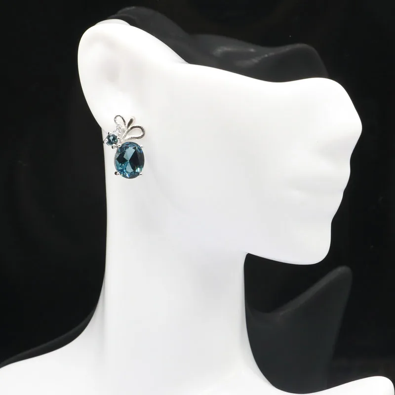 Buy 3 Get 1 Free Dark London Blue Topaz Gift For Sister Silver Earrings Wholesale Drop Shipping