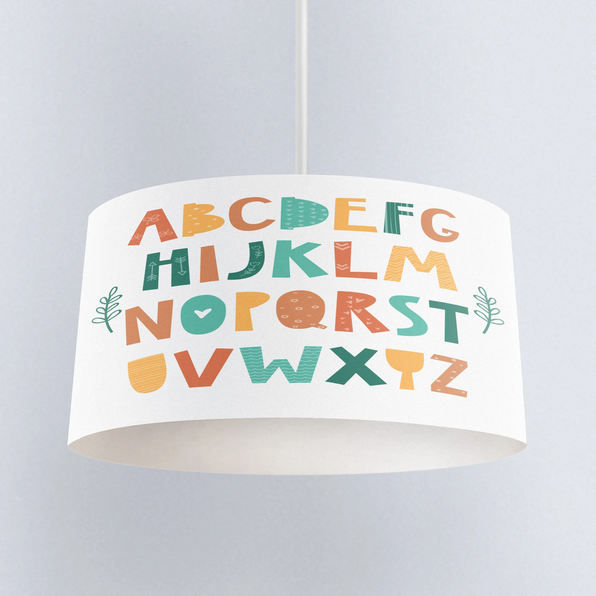 

Else Orange Green Yellow Letters Alphabet Print Fabric Kids Chandelier Lamp Drum Lampshade Floor Ceiling Pendant Light Shade