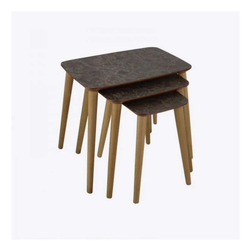 Sedef Coffee Table Glora2 Wood MDF Laminated Covered Screw Easily Installed Legs Three Different Sizes