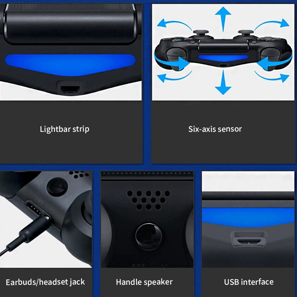 وحدة تحكم لاسلكية متوافقة مع البلوتوث لوحدة التحكم PS4/Pro/Slim/PS3/PC Gamepad Android Phone Joystick Control مع 6-Axis