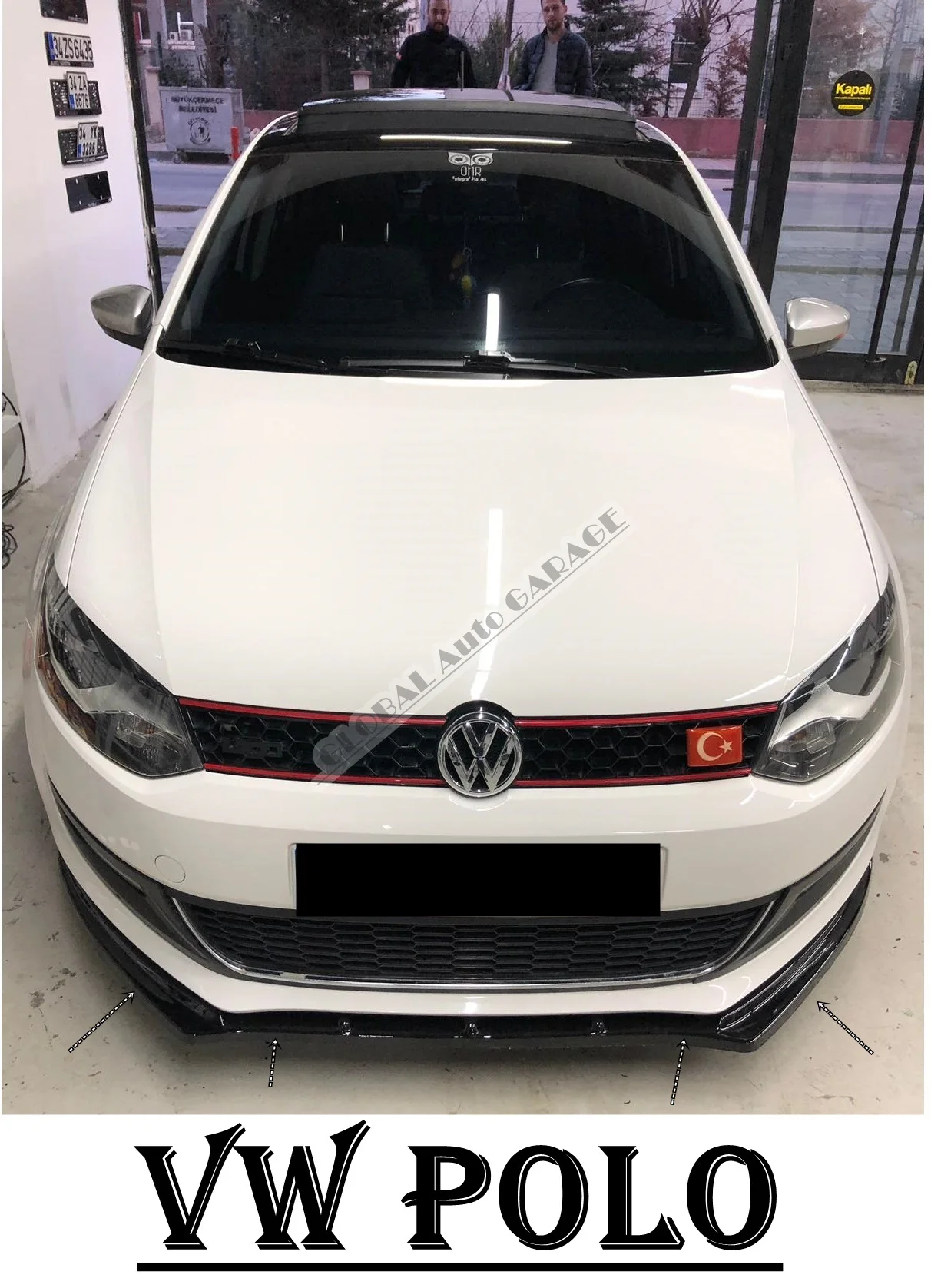 For VOLKSWAGEN POLO  Front Bumper Attachment Lip 2009-2020 Piano Glossy Black Splitter Diffuser Universal Spoiler Bumper