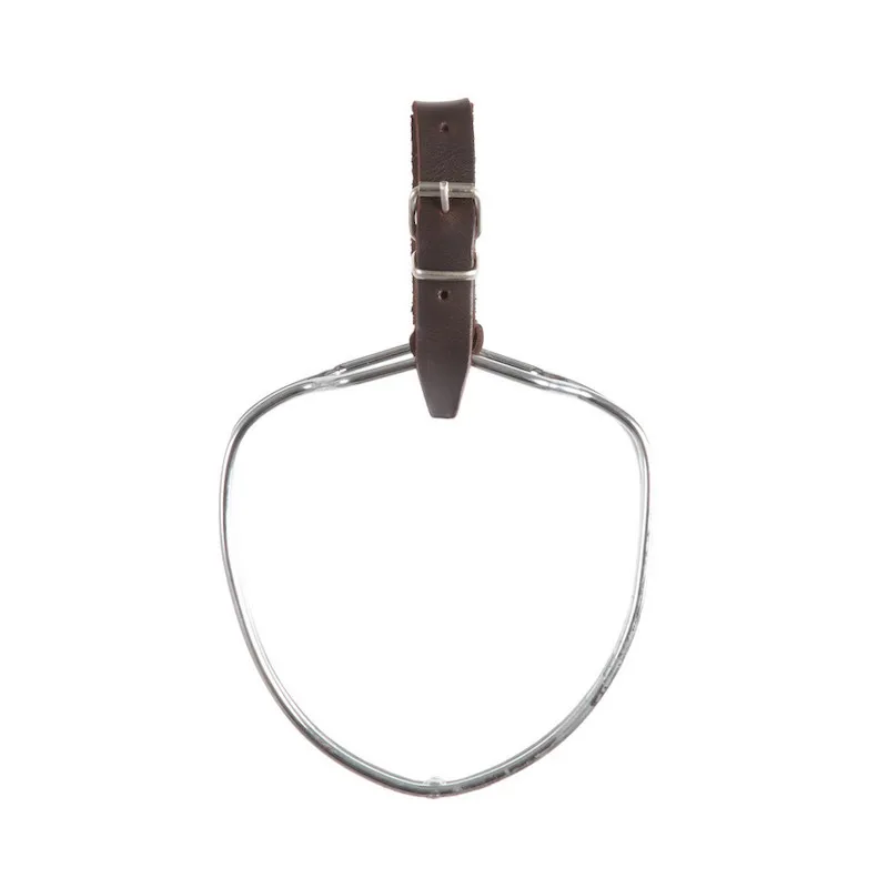 Round chrome metal and leather clamps/for hanging hunting birds