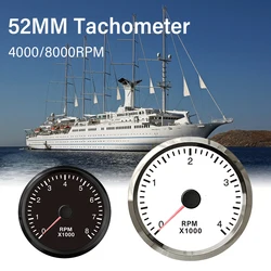4000 RPM 8000 RPM 52mm WiFi Tachometer for Generator UTV ATV Programmable Rev Counter Diesel Gasoline White Yellow Backlight