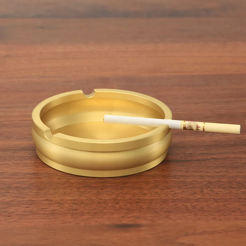 Vintage Brass Ashtray for Cigarette Home Office Hotel Gold Metal Ash Tray Desktop Ornament Gift for Smoker