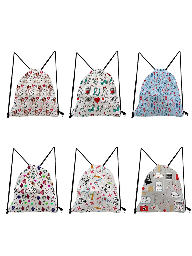 Nurse Drawstring Bag Fashion Child Backpack Cartoon Teenager Bookbag Gift Storage Bag Travel Bags Soft Back Bag Custom Pattern