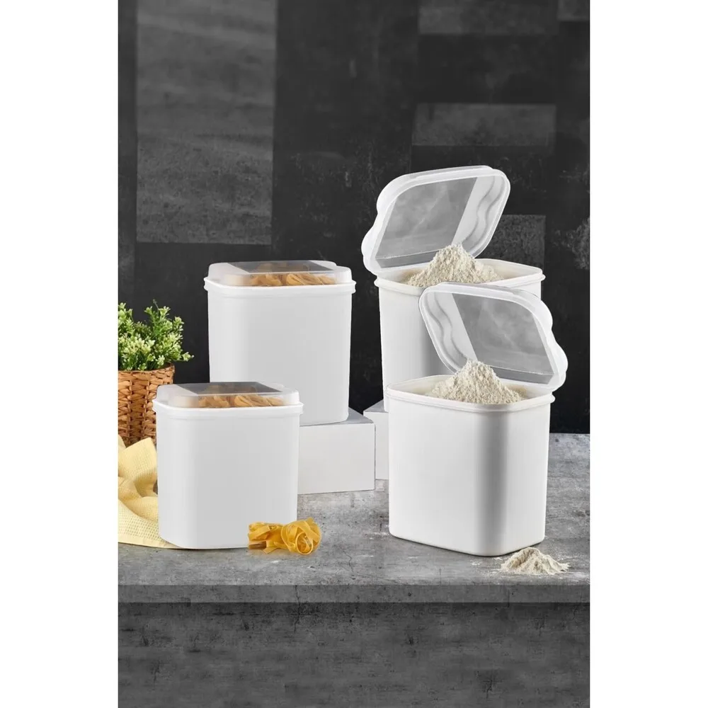 4 Pieces x 4.5 L Flour Storage Box Sealed Kitchen Storage Box Food Canister Keep Fresh New Clear Acrylic Container Storage