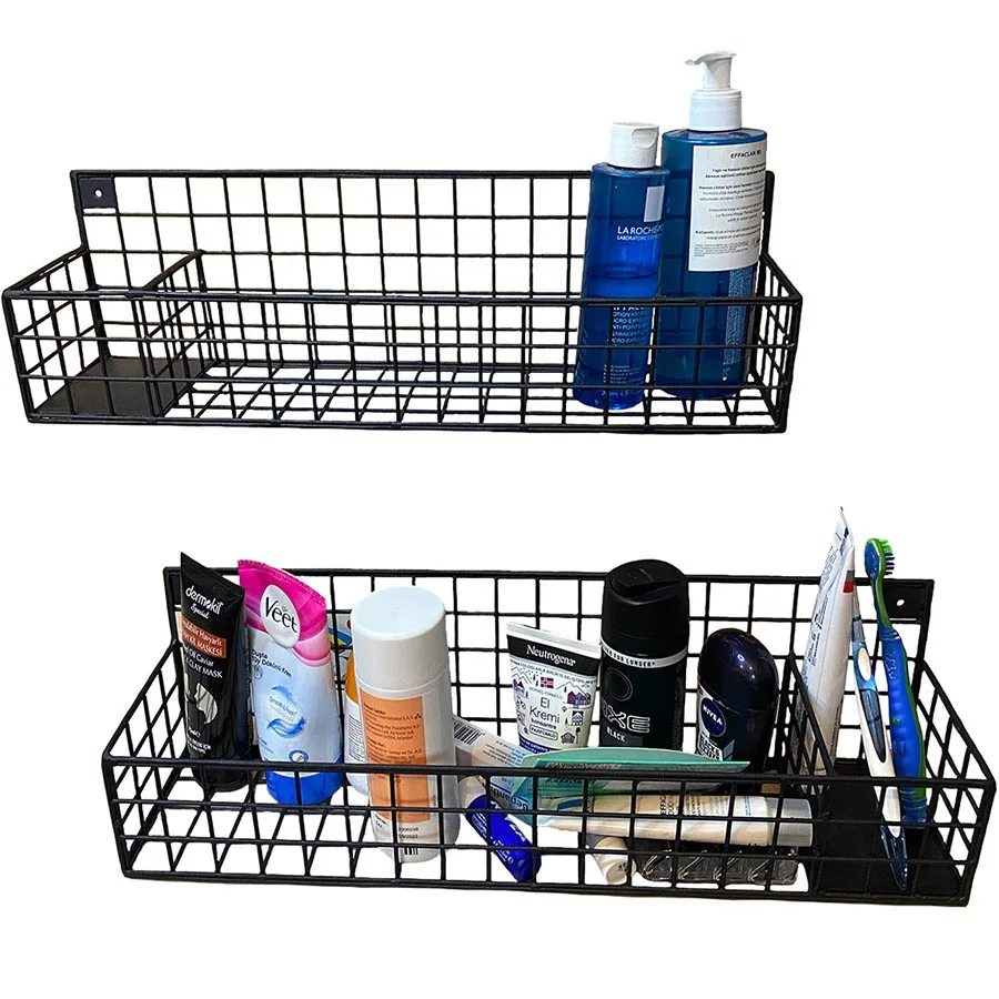 Besi Dinding Rak Kamar Mandi dan Dapur Logam Organizer 2 Buah Set WD242