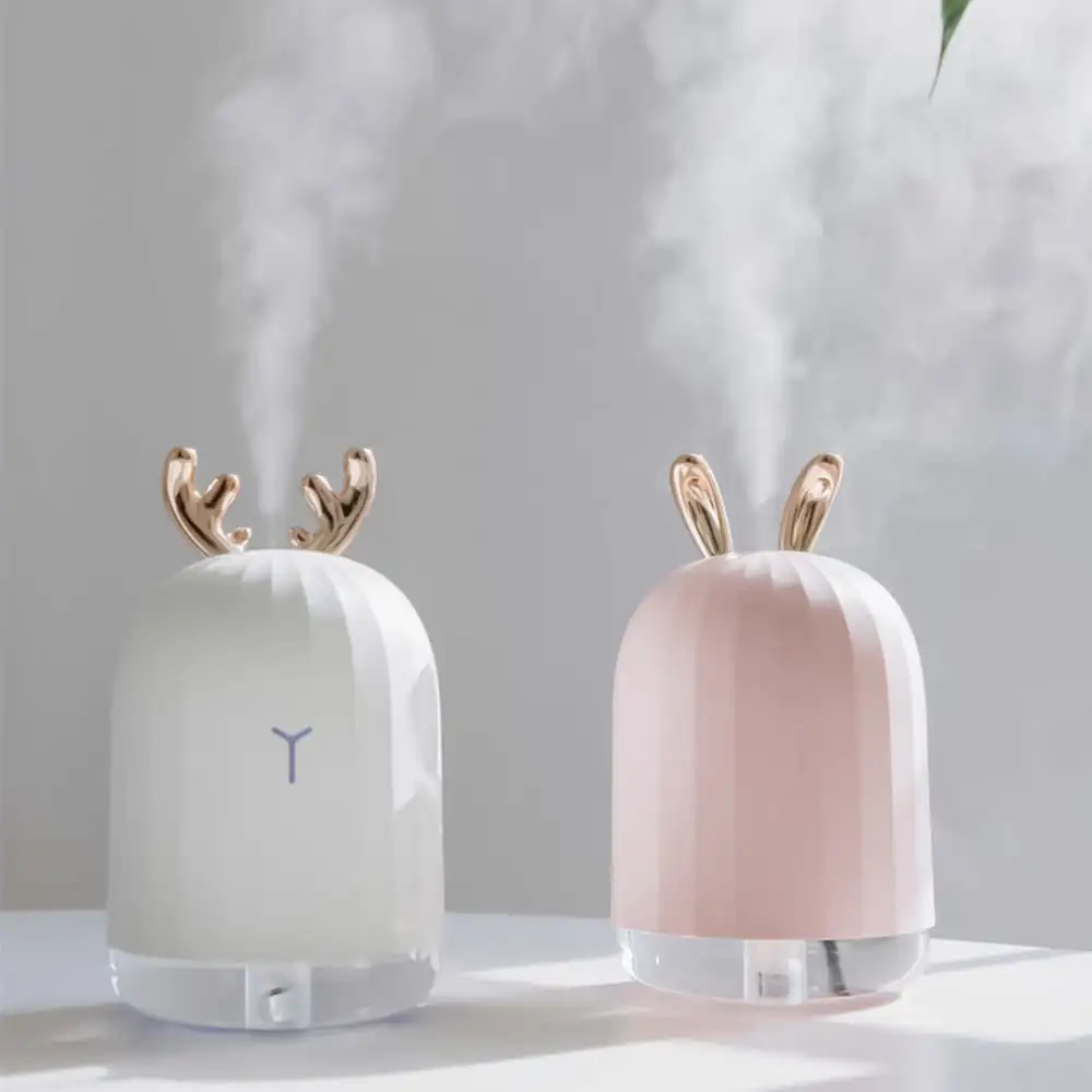 Creative-looking ultrasonic humidifiers, USB portable essential oil diffuser, with multi-colored night light, Mini humidifier for room