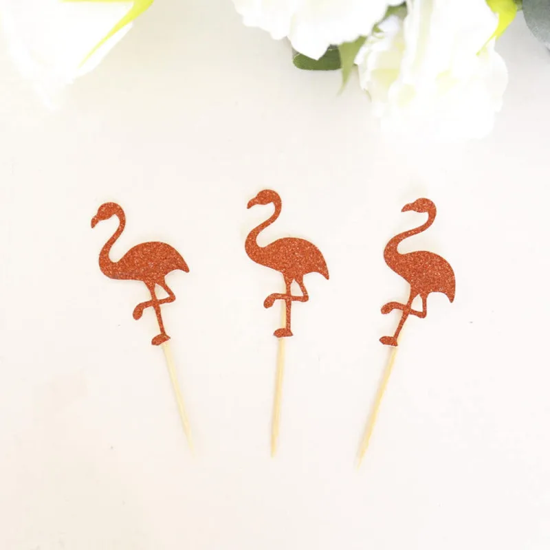 Custom Flamingo Glitter Cupcake Toppers, Personalised Cupcake Toppers, Tropical Party Decorations, Summer