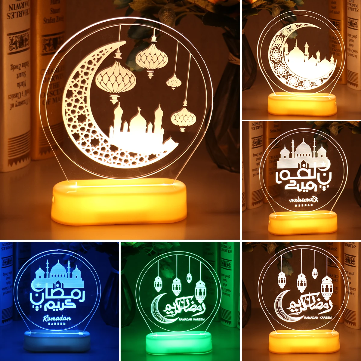 Eid Mubarak USB LED Table Lights Ramadan Decoration For Home Moon Star EID Night Light Islamic Decorative Holiday Lighting