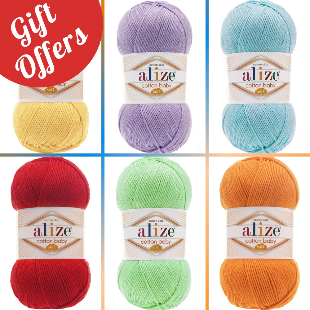 Alize Cotton Baby Soft 5 Ball Hand Knitting Yarn, 100 grams 270 meters, Acrylic, Spring / Summer Season, Crochet, Clothes, Sport, Cardigan, Blouse, Quality, Hobby, Palmie Store,  Made In Turkey - DIY