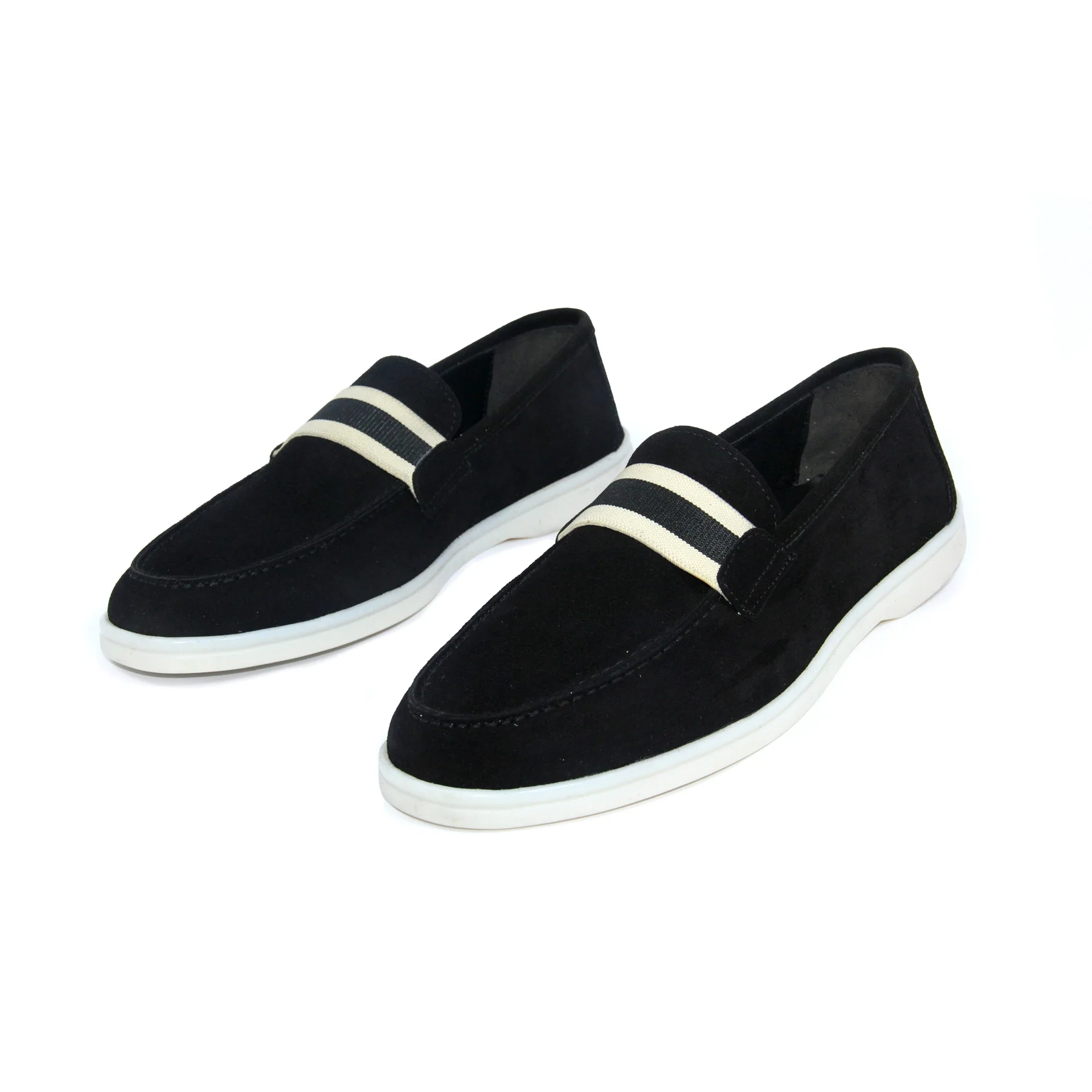 Men's Black Suede Casual Loafers, Genuine Calfskin Leather, Daily Comfort Slip On Flat Shoes for Men, Spring Summer 2022