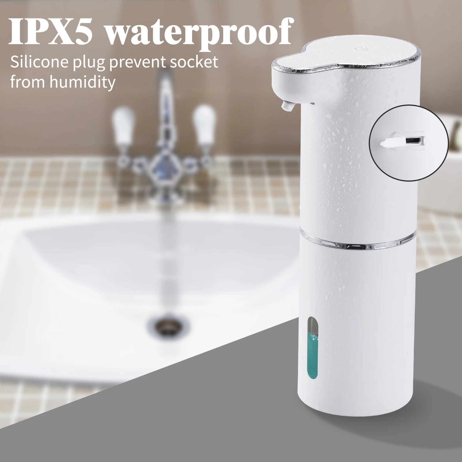LAOPAO Soap Dispenser,Automatic Foaming Hand Soap Dispenser Rechargeable Bathroom Countertop Soap Pump for Kids Xmas Gift 300ml
