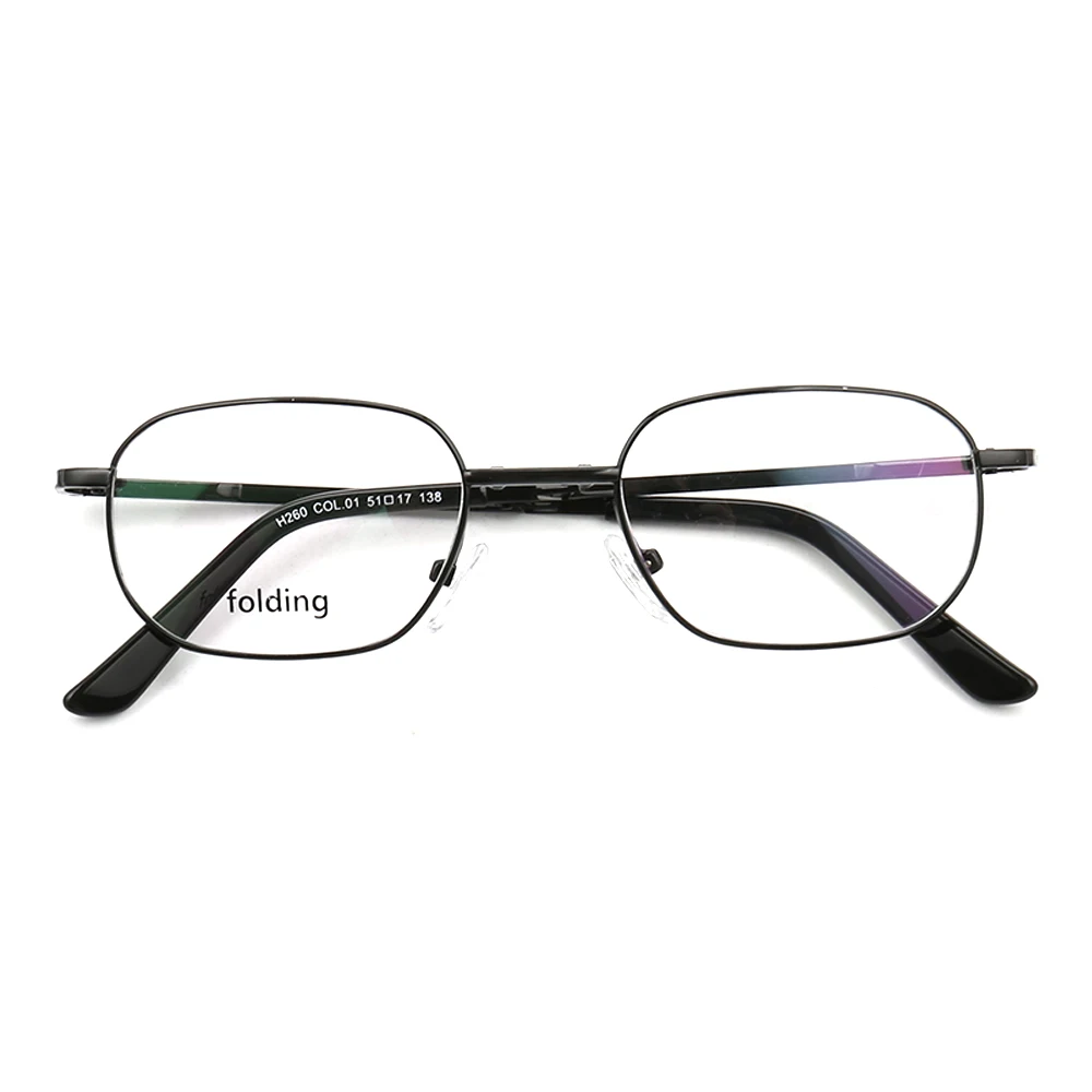 Men Square Folding Eyeglasses Frames for Women metal Foldable prescription Glasses Business Unique eyeglass frames black silver