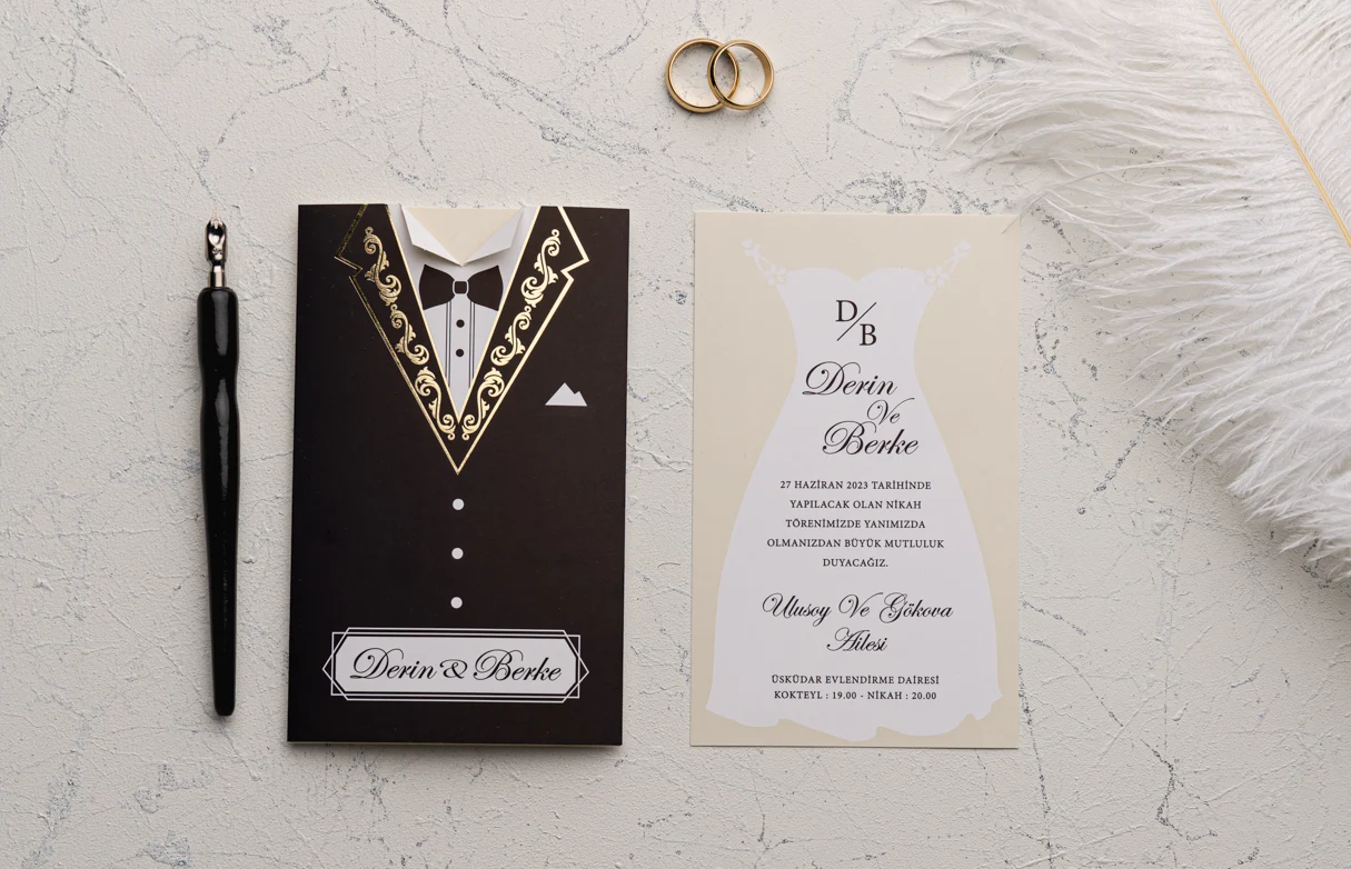 

50 pcs bride and groom wedding invitation, marriage wedding invitation card