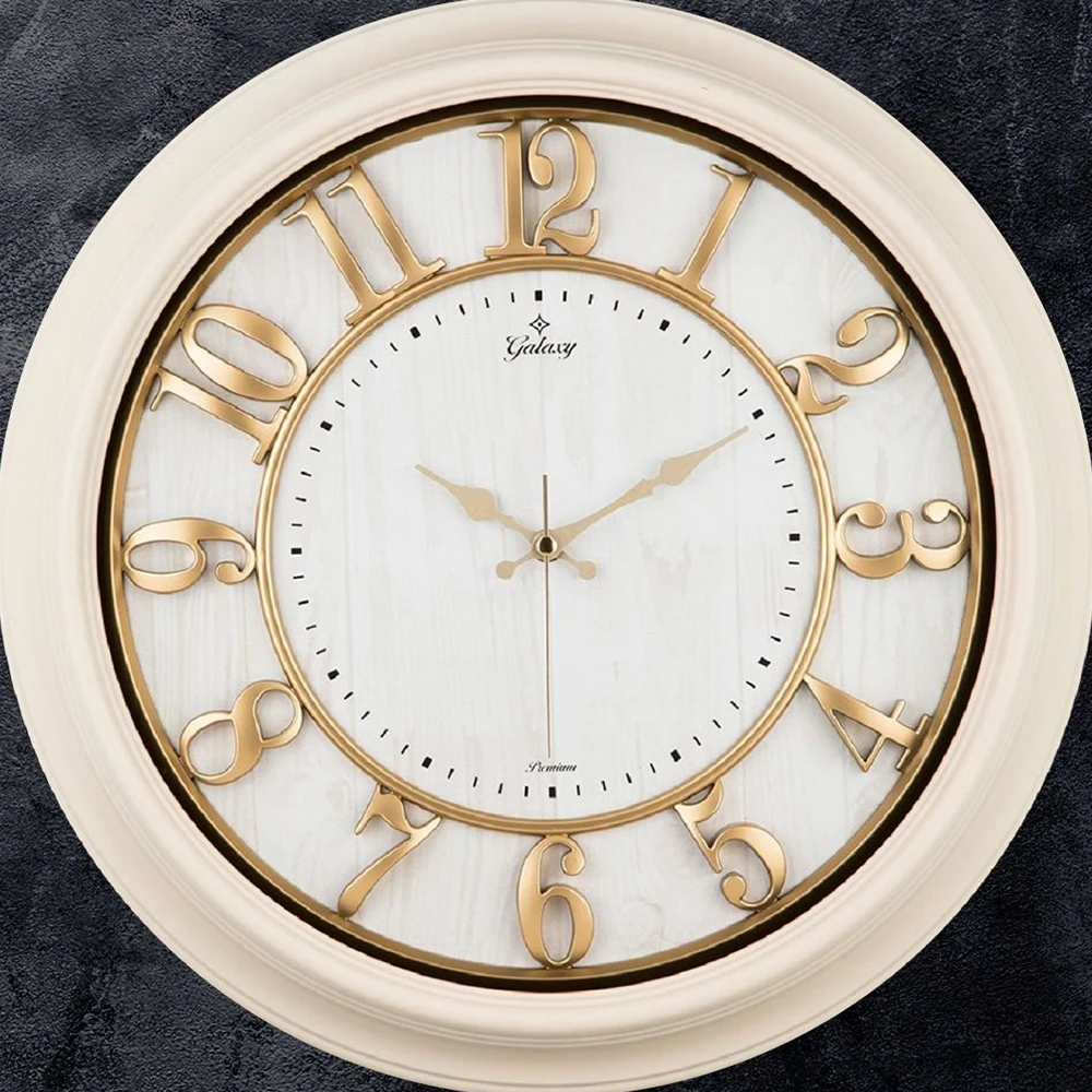 Silent Mechanism Decorative Wall Clock With Seconds Display Cream 46 cm Home Wall Clock Interiors Decoration Home Decoration