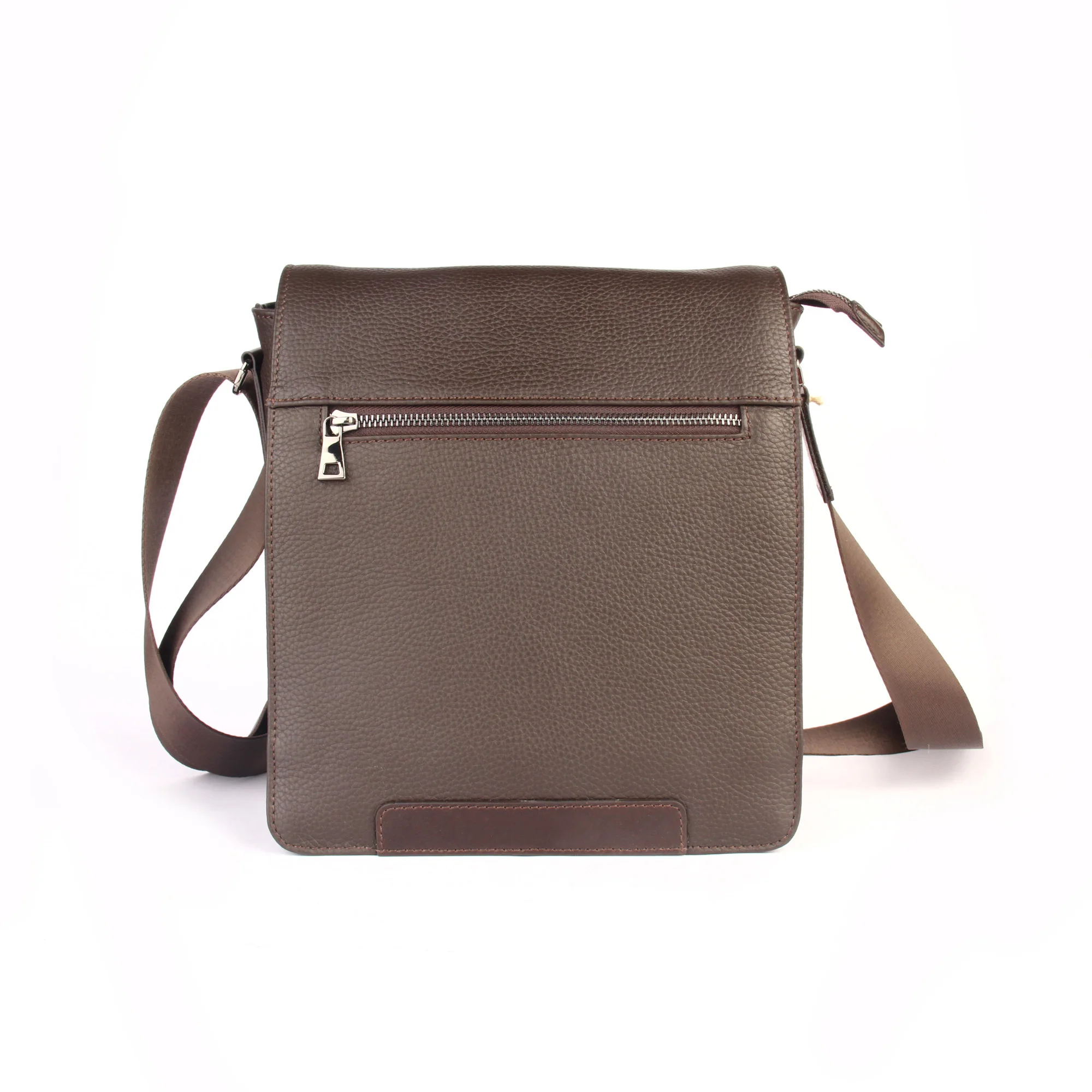 

Men's Brown Shoulder Bag, Genuine Calf Leather, Medium Size, 26x28 cm, Magnetic Flip, New Arrival, Messenger Tablet Ipad