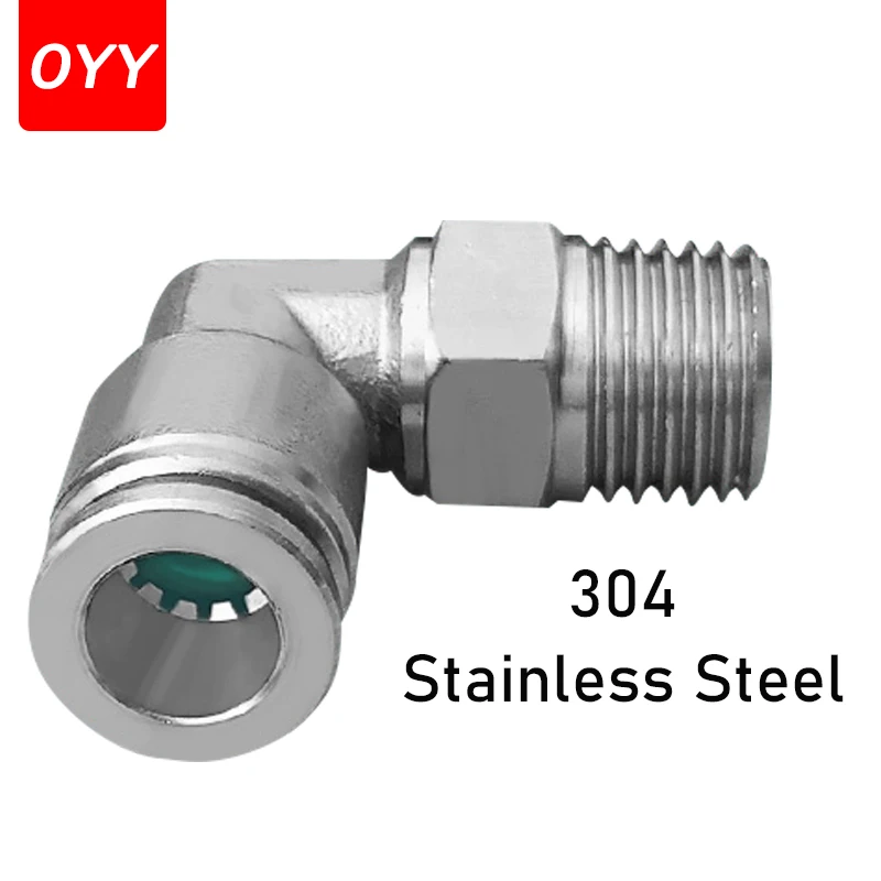 

30PCS 304 Stainless Steel PL Series Trachea Quick Plug Connector Threaded Elbow Pneumatic Fittings PL8-02/4-M5/6-04/10-03