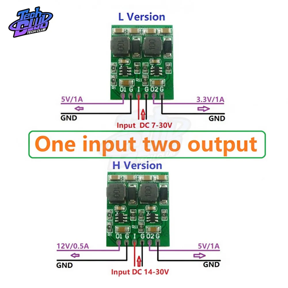 New Module 3.3V 5V 12V Dual Output DC DC Step-Down Buck Converter Board 10W 2 Channels Multiple Switch Power Supply