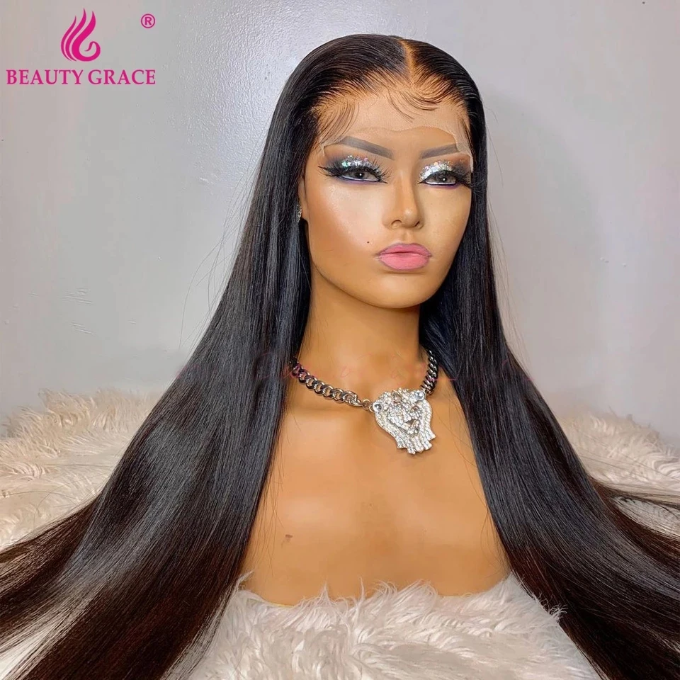 250 Density Brazilian Bone Straight Lace Front Human Hair Wig HD 13X4 Lace Frontal Wigs Wigs For Women 30 Lace Front Wig