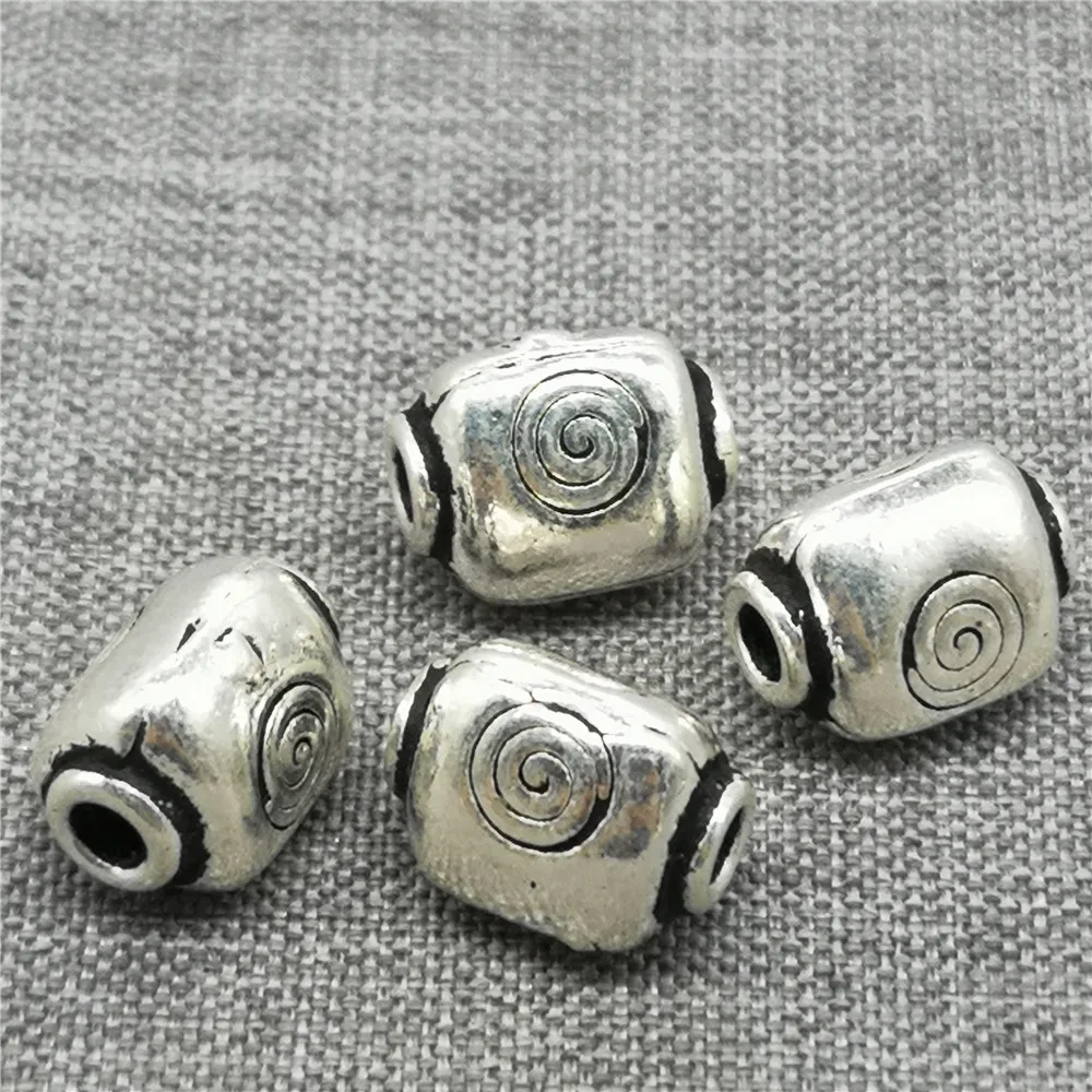 

2 Pieces of 925 Sterling Silver Spiral Swirl Beads Triangle 3-Sided for Bracelet