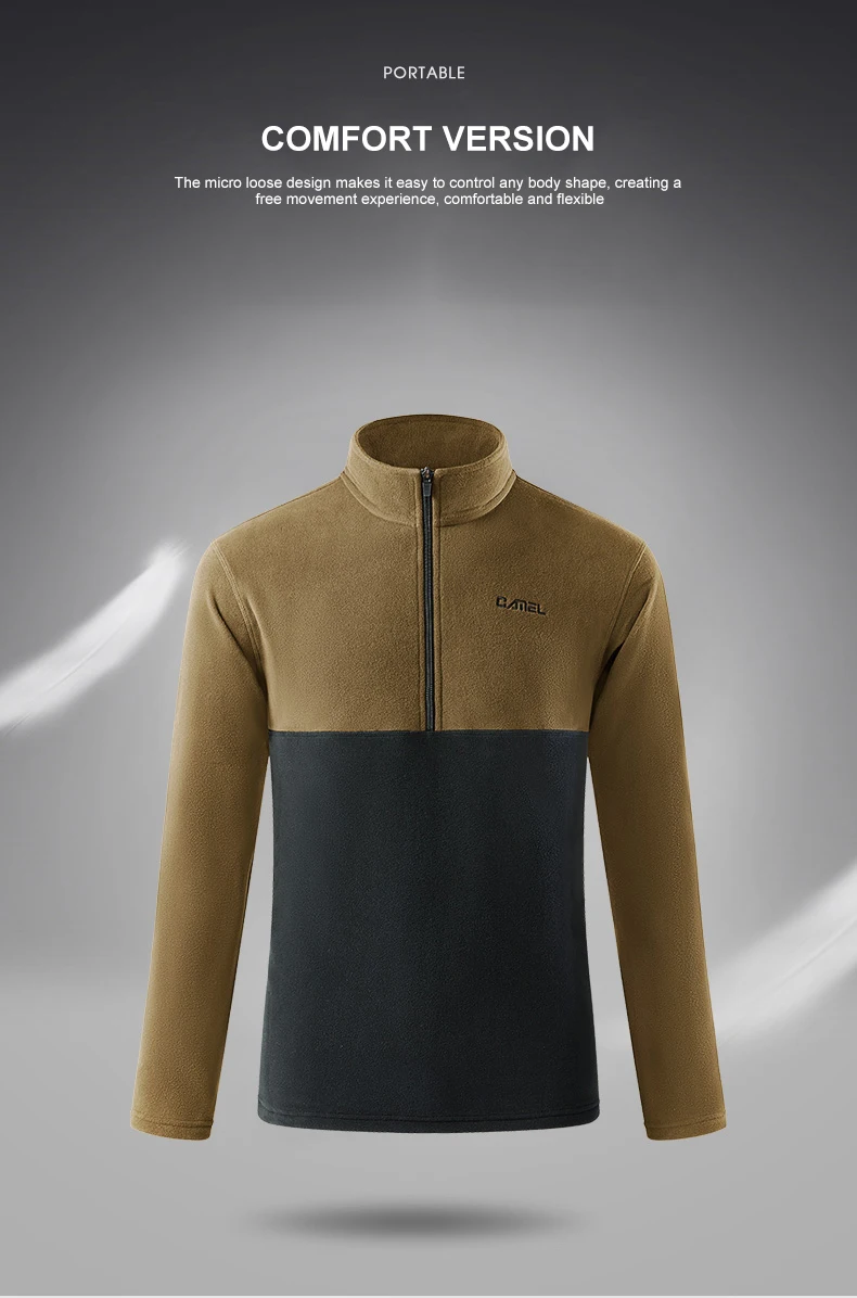 GOLDEN CAMEL Men's Jackets Polar Plus Soft Casual Fleece Jacket for Men Autumn Winter Stand-up Collar Sweater Sweatshirt Clothes