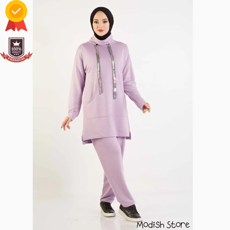 Track Suit Double Sports Muslim Sets 2021 Autumn Dubai Abaya Turkey European Clothing Arabic Turkish Dresses Muslim Fashion Eid