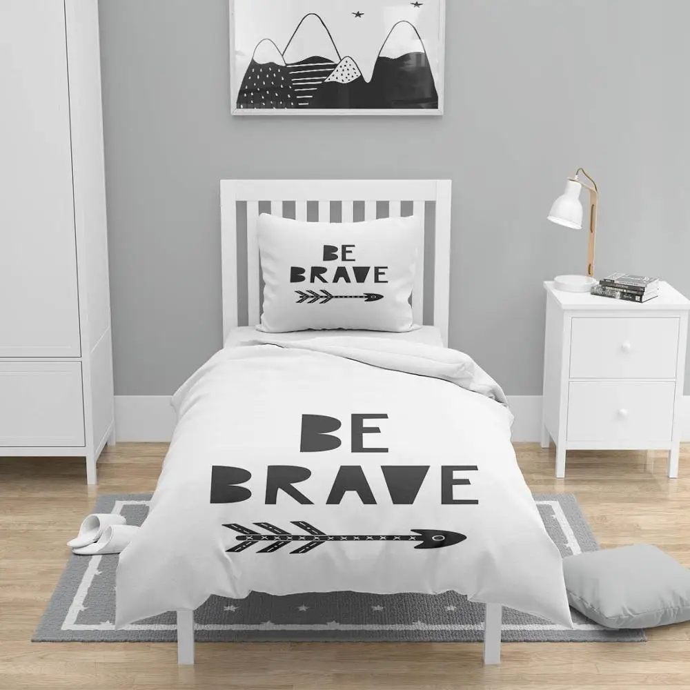 

Else 4 Pcs Black White Brave Arrow Scandinavian 3D Print Cotton Satin Chidren Kids Duvet Cover Bedding Set Pillow Case Bed Sheet