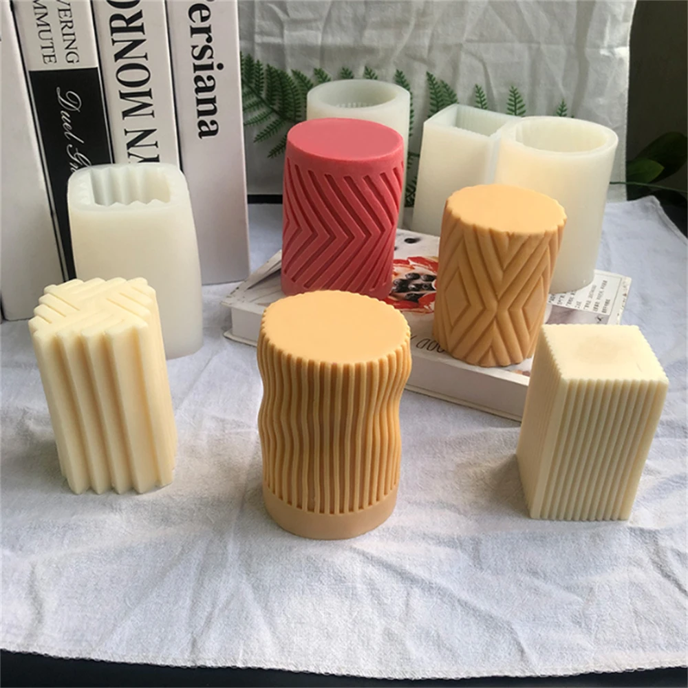 Cylinder Silicone Mold DIY Epoxy Resin Candle Mould Aromatherapy Moule Bougie Wax Clay Plaster Craft Casting Mould Home Decor