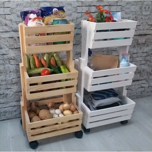 Three Drawers, Wheeled Multipurpose Crisper and Flower Pot