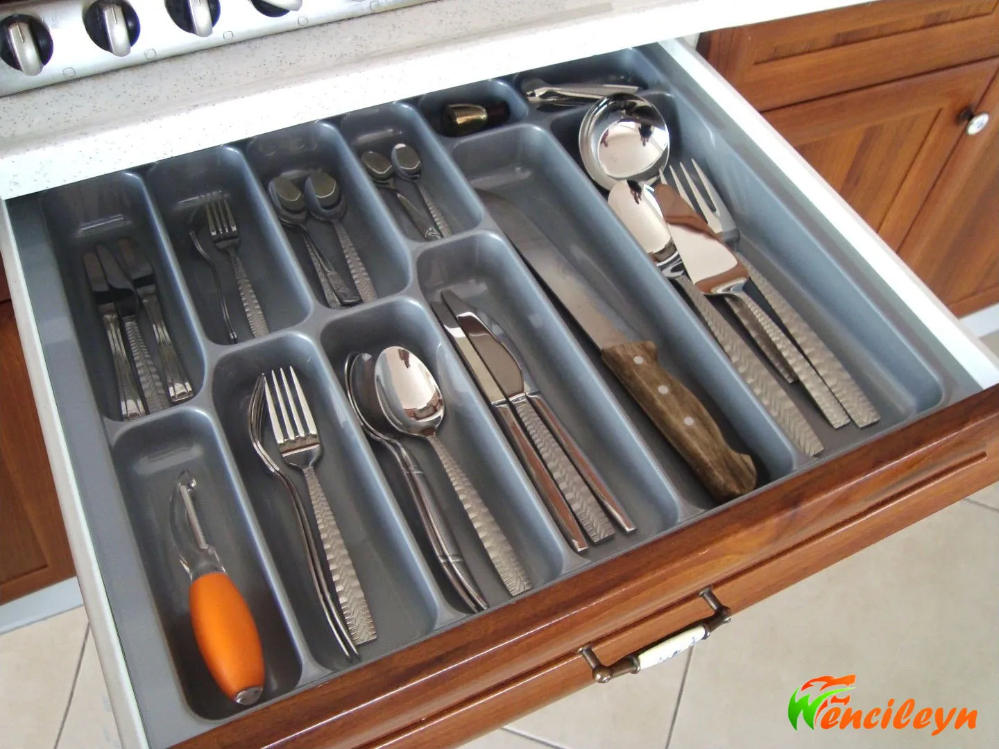 Cutlery Organizer Box Tray Storage Drawer Kitchen Tools Fork Knife Spoon Plastic container Stainless Scratch chest of drawers