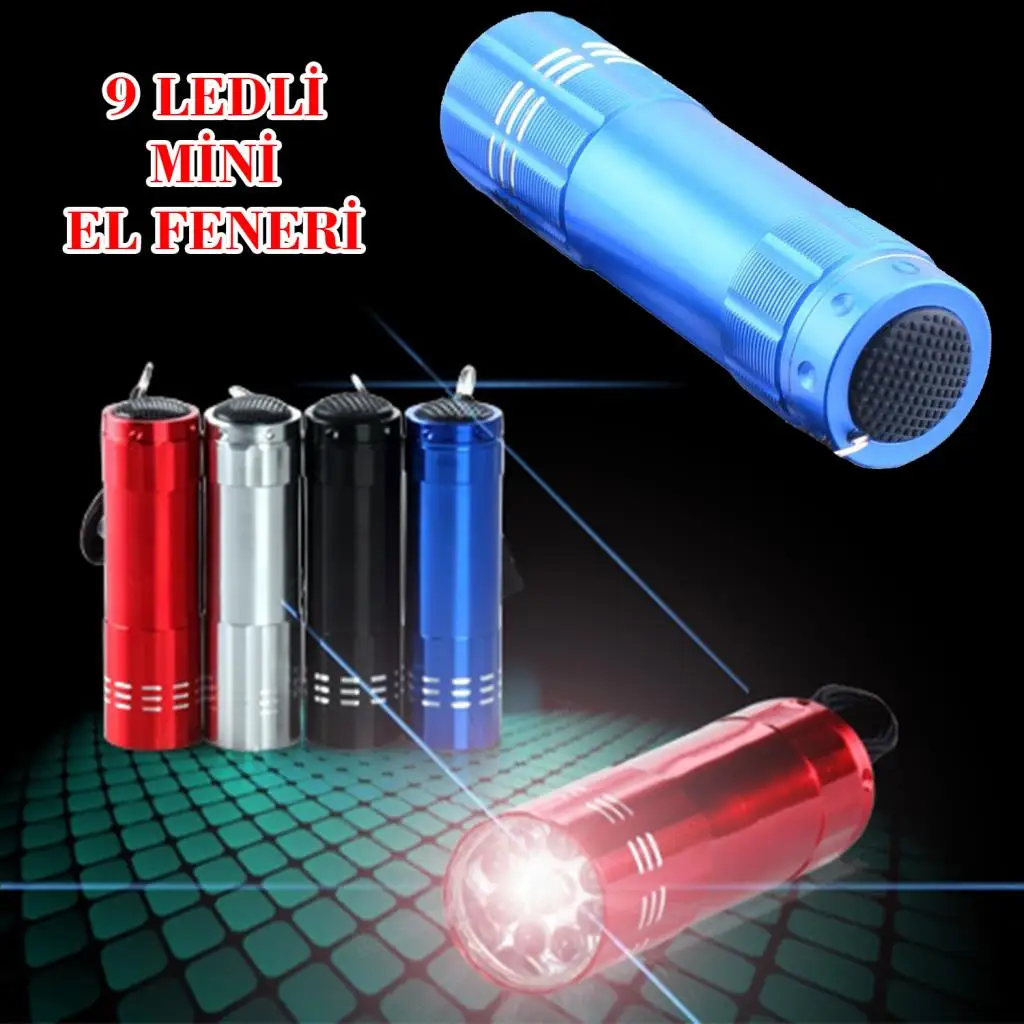 Super Bright 9 LEDs Metal Mini Flashlight