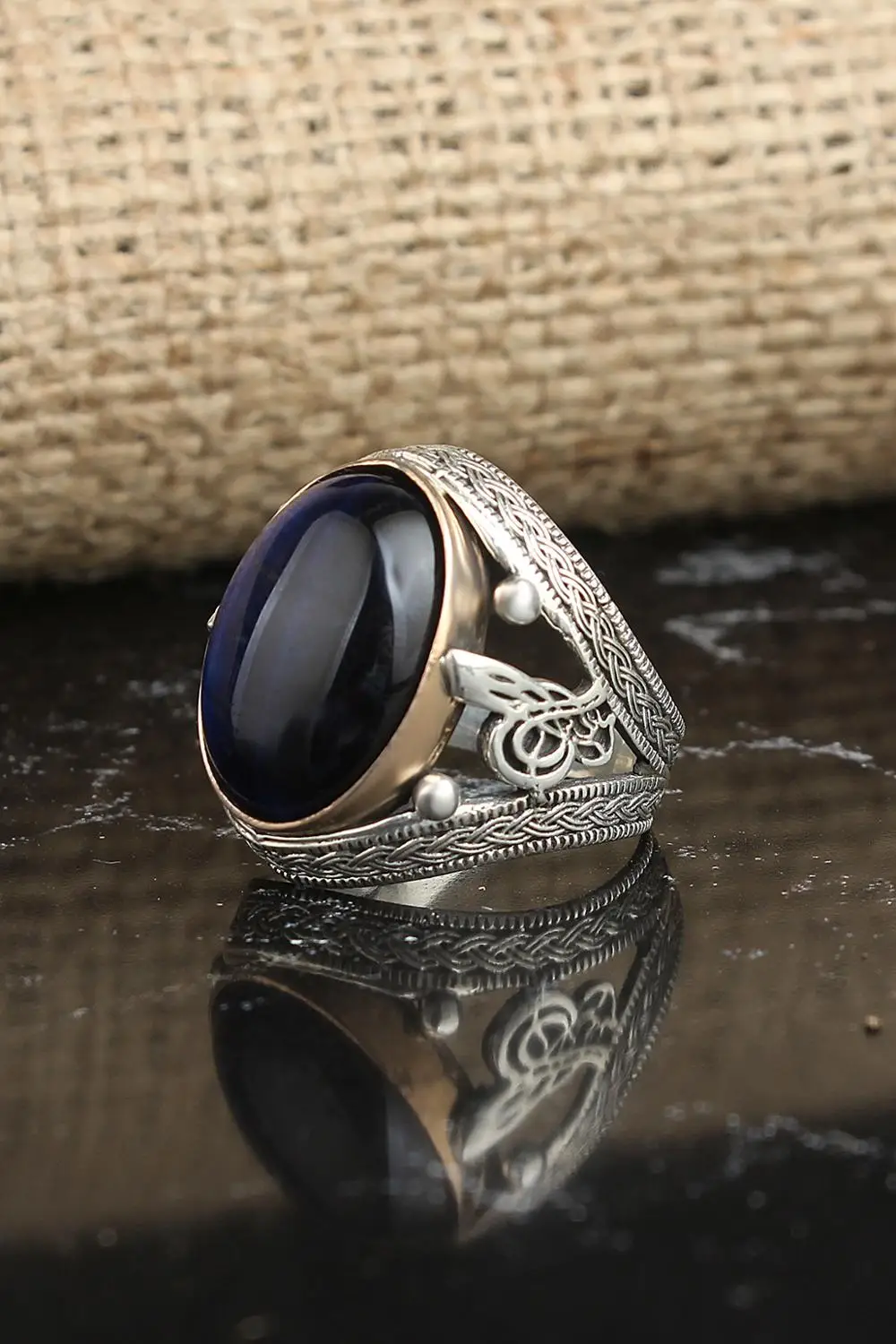 

925 Sterling Silver Ring for Men Zircon Stone, Jewelry Fashion Vintage Gift Onyx Aqeq Mens Rings All Size