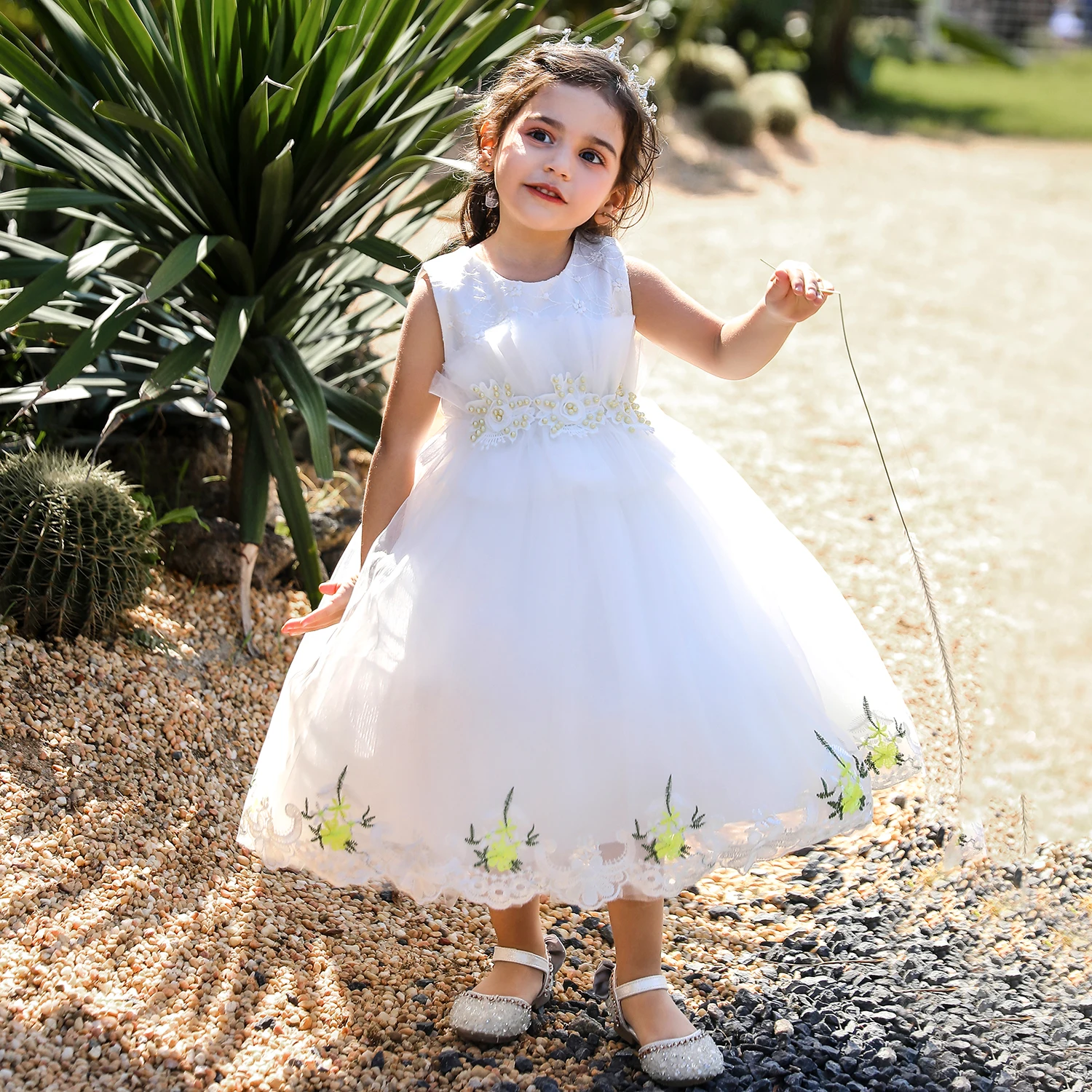 Baby Party Girls Flower Dress for Kids 1st Birthday Baptism Prom Girl Dress Wedding Evenning First Communion Princess Ball Gown