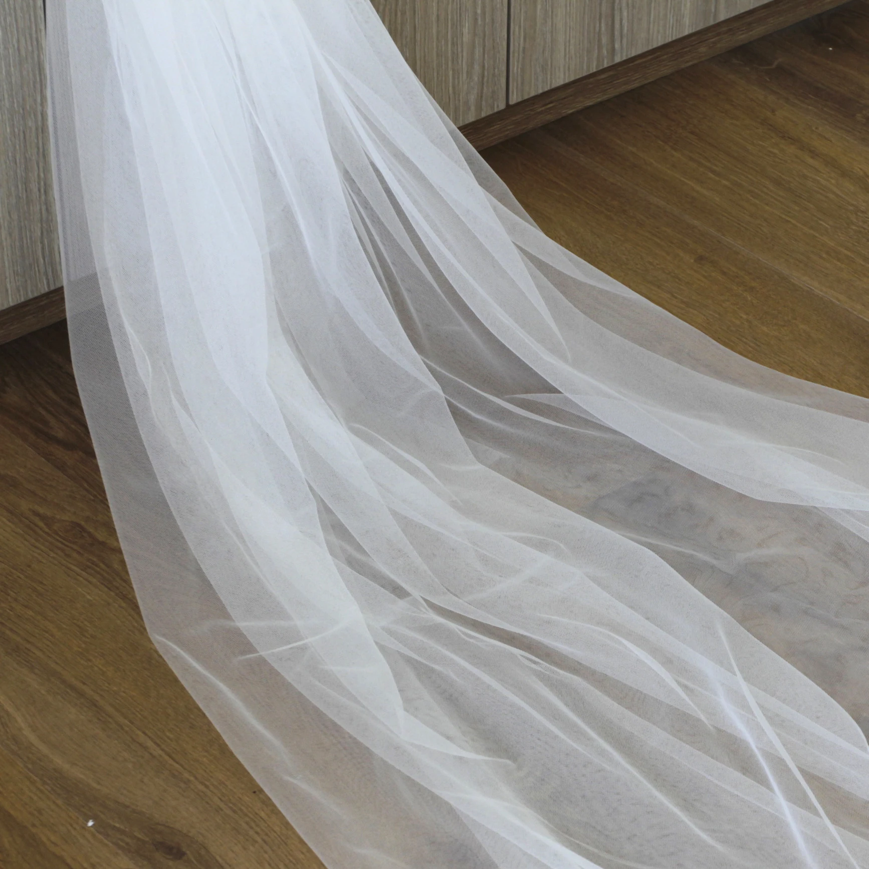 La Belleza 300cm width mesh pure white/beige /off white  bridal viel fabric 2 ways stretch tulle 3 yards /lote