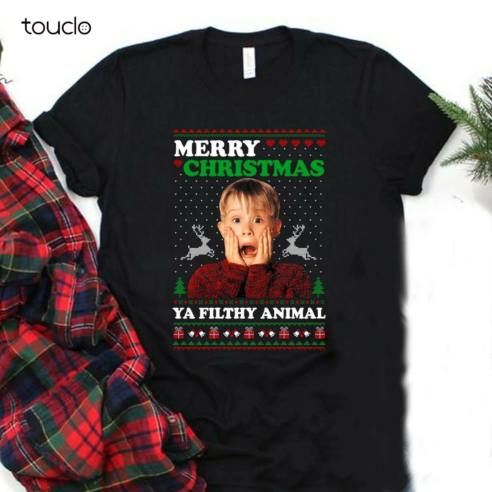 Merry Christmas Ya Filthy Animal Shirt Kevin Home Alone Christmas T-shirt S-3XL