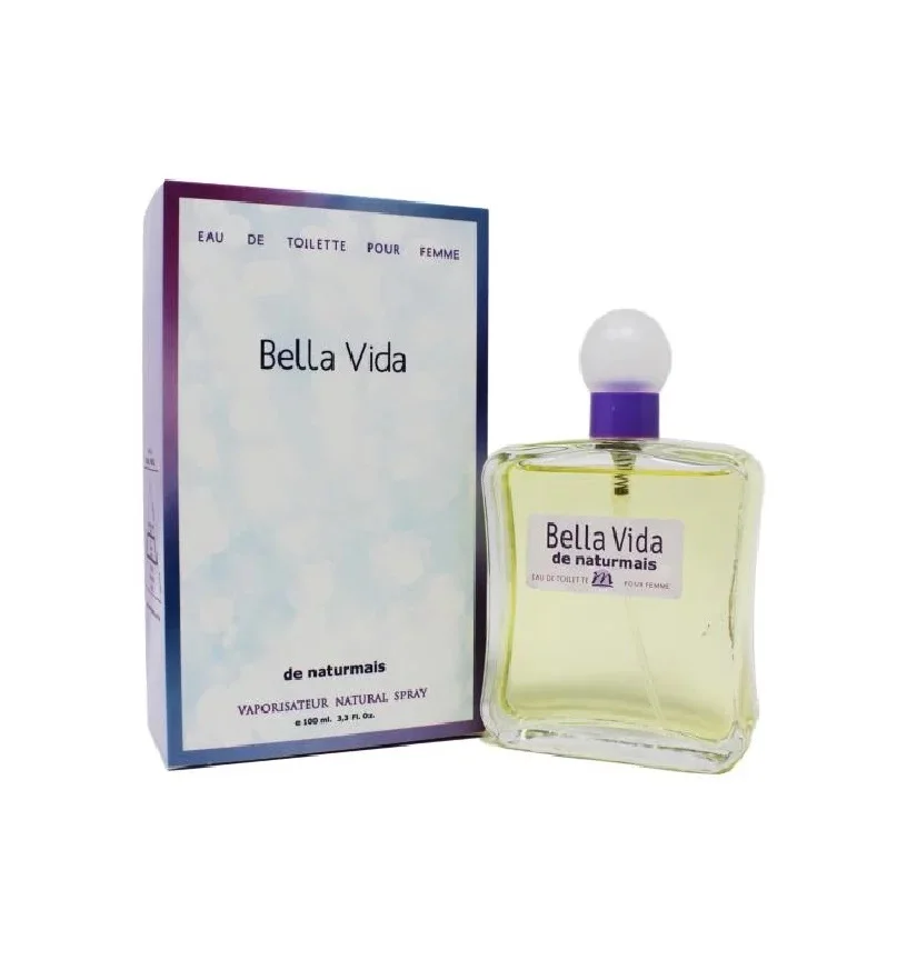 NATURMAIS Perfume para mujer BELLA VIDA100 ml. Con vaporizador natural. Elaborado con alcohol de origen natural