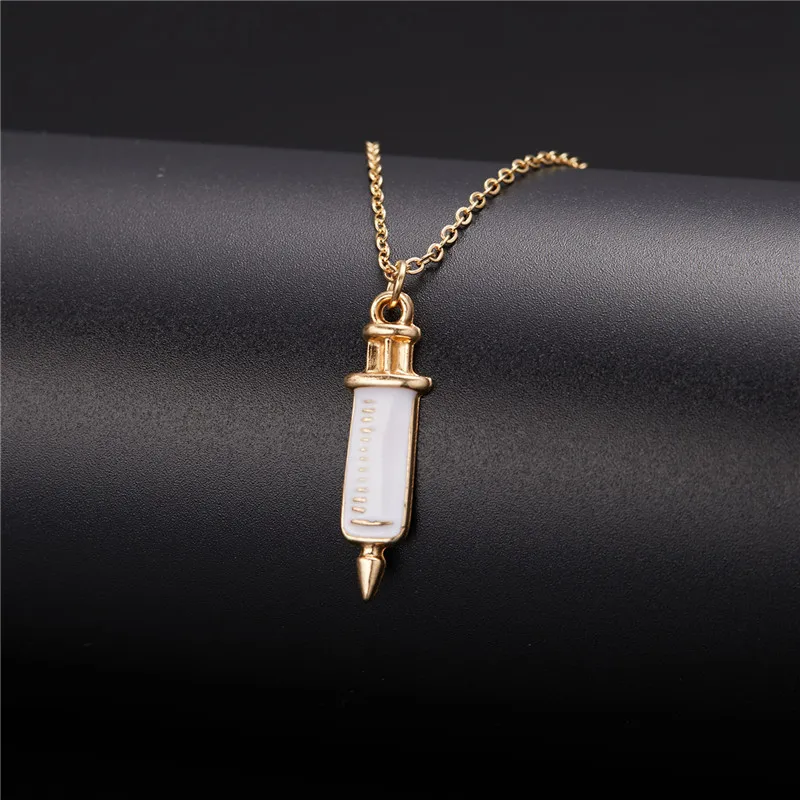 Medical Equipment Pendant Necklace For Women Nurse Fashion Syringe Heart Nurse Cap Stethoscope Necklaces Statement Chain Jewelry