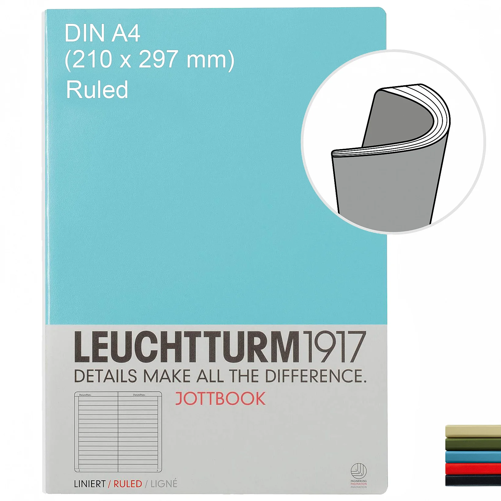 Leuchtturm1917 Jottbook, Medium (A4), Soft Cover, 60 Numbered Pages - Ruled