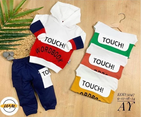 Hooded Wordbook Printed Double suit Baby Clothing Baby Suit Baby Seasonal Baby Sweathshirt Baby tracksuit