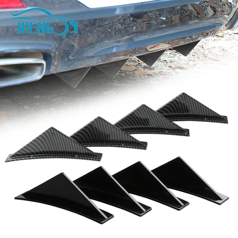 

Universal Glossy Black Carbon Car Rear Bumper Spoiler Diffuser Splitter Curved Lip Modified Decoration Car-styling