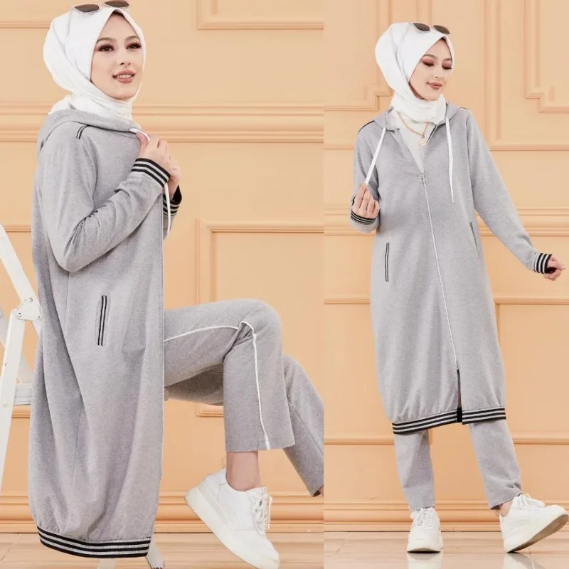 tracksuit set 2021season muslim fashion arabia Dubai fashion trends 100% Made in Turkey abayas hijab clothing muslim sets