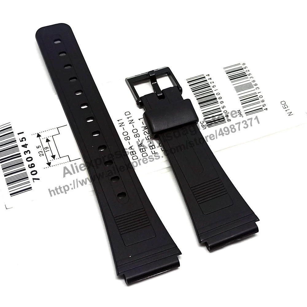 Original Casio DB-30 , DB-31 , DBP-25 , DBA-80 , AQ-45 , AQ-46 - Watch Band Strap - 19mm Black Rubber Genuine Authentic