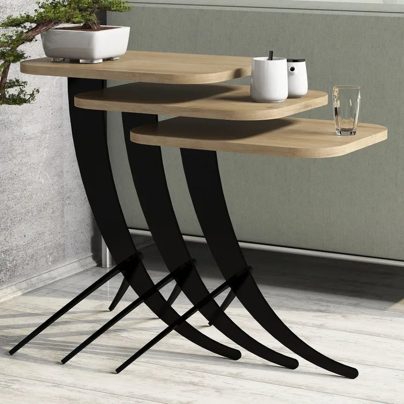 Variant Pion Metal Leg 3 PCS Coffee Table Metal Leg of Triple Service Table Nesting Table 3-Piece Set 3 side table Coffee table