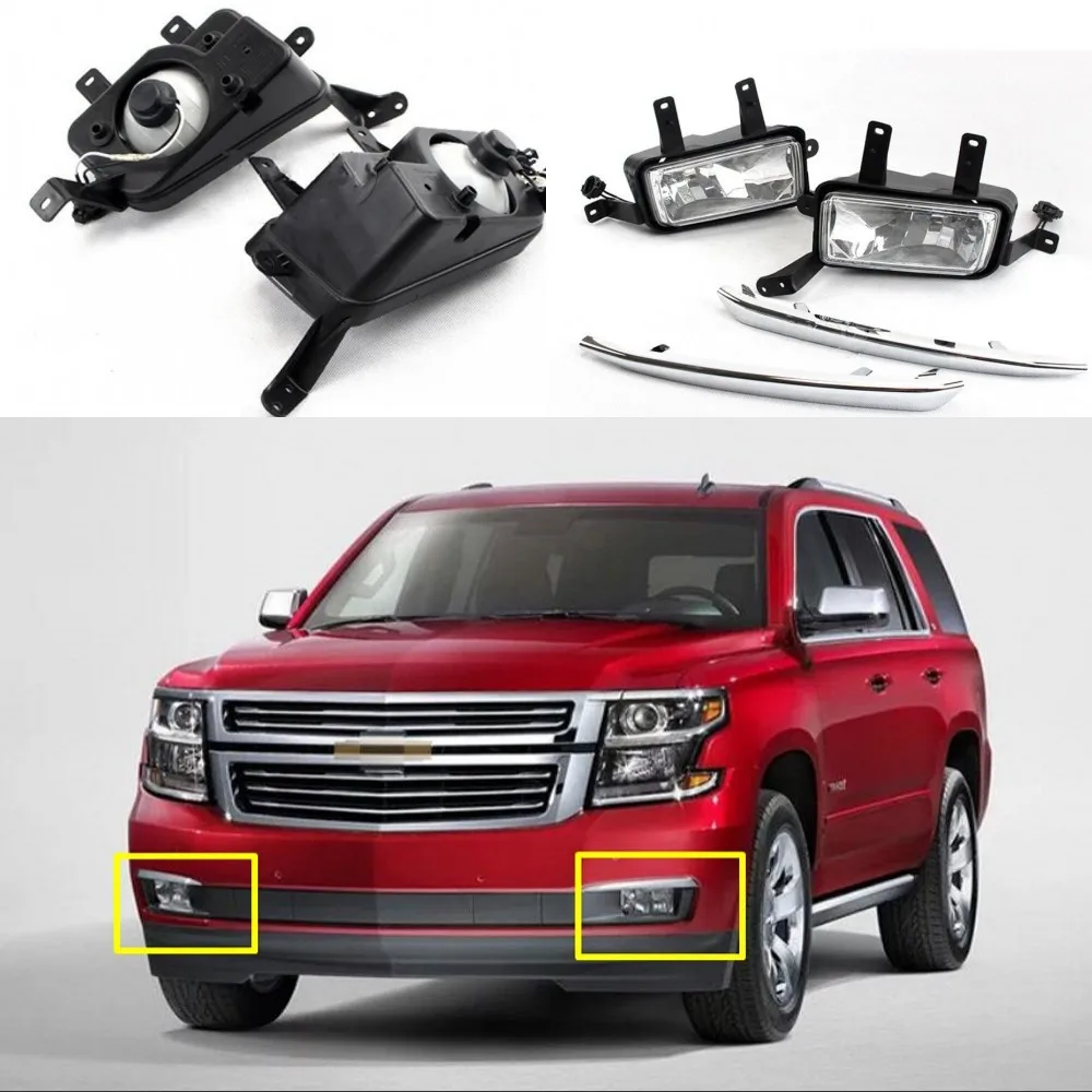 JanDeNing Front Bumper fog  Light Lamp Set with Wiring & Switch For Chevrolet Tahoe /Suburban 2015-2019