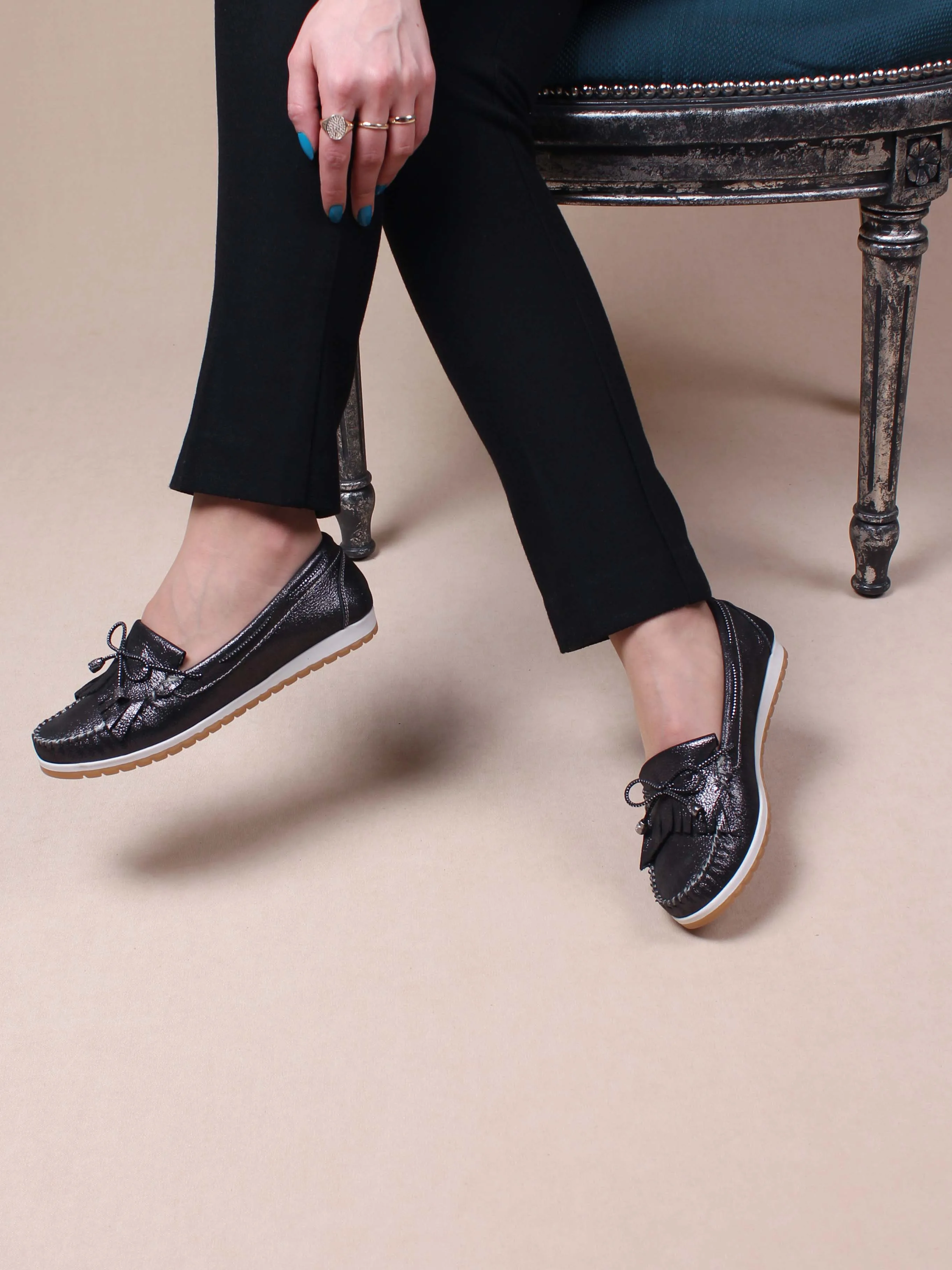 Women Casual Shoes Black Bow Casual Loafer Shoes 2023 Summer Season