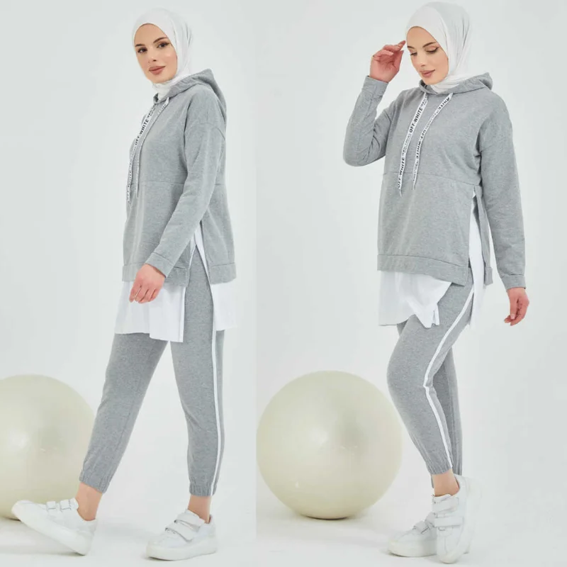 tracksuit set 2021season muslim fashion arabia Dubai fashion trends 100% Made in Turkey abayas hijab clothing muslim sets